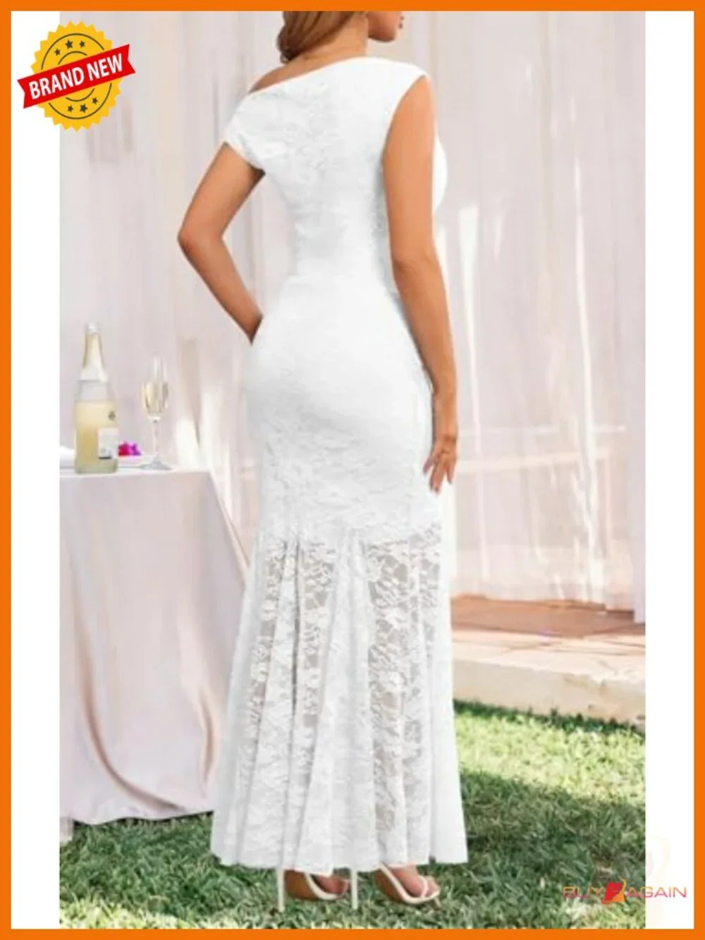 MITILLY Off Shoulder Formal Wedding Guest Maxi Dress Bodycon Lace